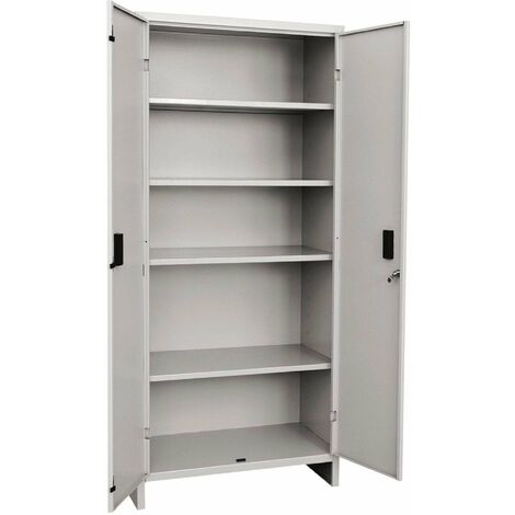 Armadio da ufficio tutto piani in metallo con 4 ripiani e serratura -80 x 40 x h 180 cm