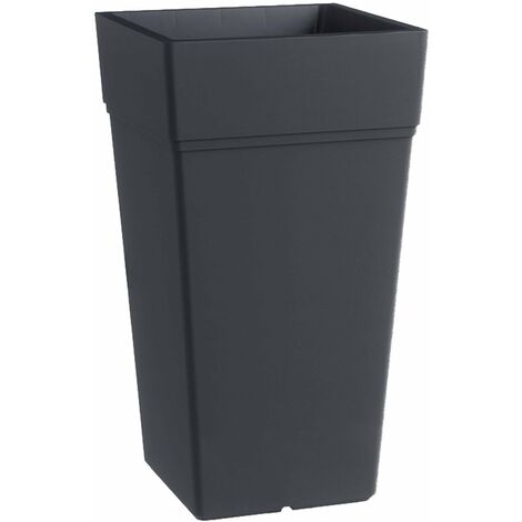 Vaso quadrato ''Stalk Element'' alto in plastica colorato da esterno e giardino per piante e fiori -65 cm / Antracite (1/5)