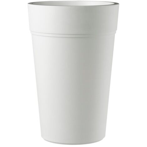 Vaso tondo alto "Stem Element" in Plastica da esterno e giardino per piante e fiori -65 cm / Bianco