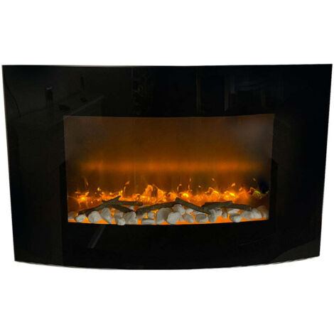 Camino elettrico caminetto da parete SAN DIEGO L88,5 x P13,5 x H56