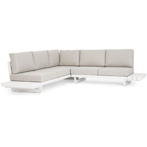 Salotto angolare "Infinity" in alluminio da esterno con cuscini idrorepellenti -Bianco / Salottino singolo (1/5)