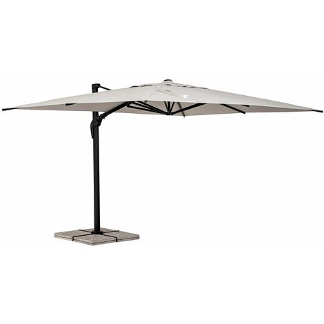 Ombrellone con braccio "Aries" con struttura in alluminio e telo color naturale, da esterno e giardino -3 x 4 mt / Antracite - Naturale