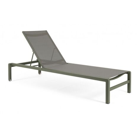 Lettino prendisole in alluminio verniciato "Konnor "con ruote, ideale per piscina e giardino -Verde / Confezione da 1 Pezzo