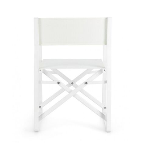 Sedia da regista "Konnor" struttura in alluminio, seduta in textilene, ideale per giardino -Bianco