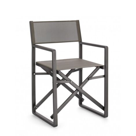 Sedia da regista "Konnor" struttura in alluminio, seduta in textilene, ideale per giardino -Antracite