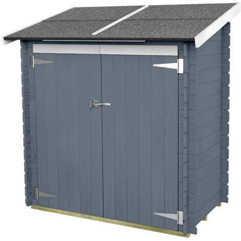 Casetta in legno addossata con doppia porta deposito da giardino "Made in Italy" 155 x 85 x h 165 cm -Grigio