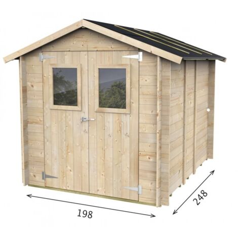 Casetta in legno con porta finestrata deposito da giardino "Made in Italy" -198 x 248 x h 217 cm