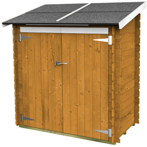 Casetta in legno addossata con doppia porta deposito da giardino "Made in Italy" 155 x 85 x h 165 cm -Larice