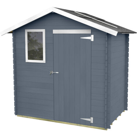 Casetta in legno con porta finestrata deposito da giardino "Made in Italy" 198 x 130 x h 205 cm -Grigio (1/5)