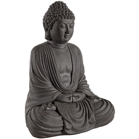 Statuetta di Buddha "Pattaya" in Fibra di Vetro e Argilla, decorazione per uso esterno. -Buddha seduto / Bianco