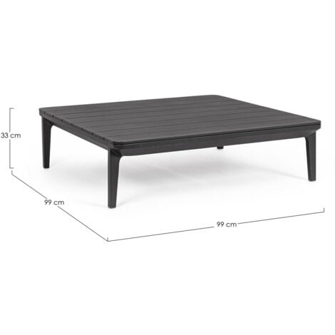 Tavolino basso Matrix, struttura in alluminio, per esterno, da 99x99 cm  -Bianco