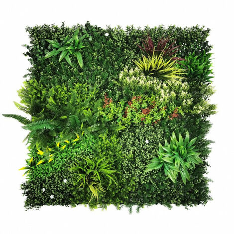 Siepe artificiale per parete sempreverde verticale "Tropicale" da intero ed esterno 1 x 1 mt
