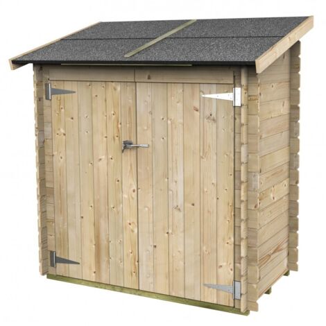 Casetta in legno addossata con doppia porta deposito da giardino "Made in Italy" 155 x 85 x h 165 cm -Naturale