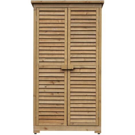 Mobiletto da giardino porta utensili 87x45x160 cm – Legno di abete trattato – Tetto a falda con guaina impermeabile – 2 ripiani e 2 ante – Alce (1/5)