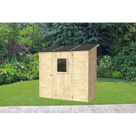 Casetta in legno addossata con porta finestrata deposito da giardino "Made in Italy" 207 x 102 x h 222 cm (1/5)