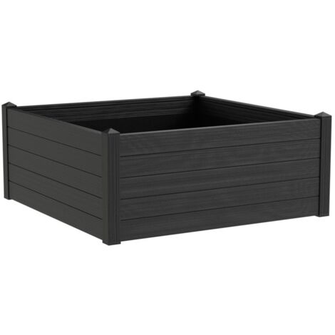 Vaso quadrato "Trama 003" In plastica da esterno e giardino per fiori e piante -Antracite