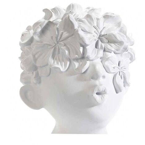 Statua decorativa Putto porta vaso da interno ed esterno in poliresina h 21 cm -Bianco (1/4)