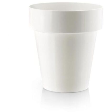 Vaso tondo "Porto Colour" in plastica colorati da esterno e giardino per fiori e piante -20 cm / Neve