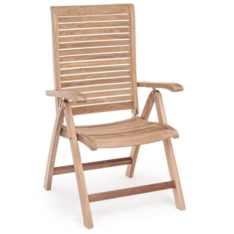 Poltrona reclinabile "Maryland" in legno teak per esterno, 5 posizioni e pieghevole (1/5)