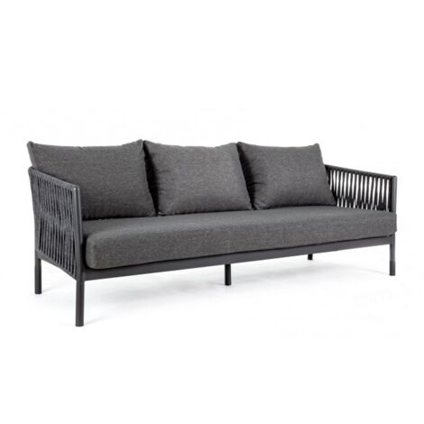Divano "Florencia" a tre posti, con cuscini comodi, struttura in alluminio, da 220 cm -Antracite (1/5)