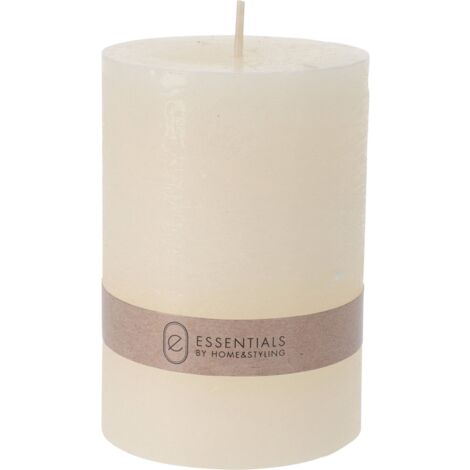 Candela decorativa "Rustica" cilindrica di cera a colonna da interno ed esterno -Ø 7 x h 17 cm / Verde