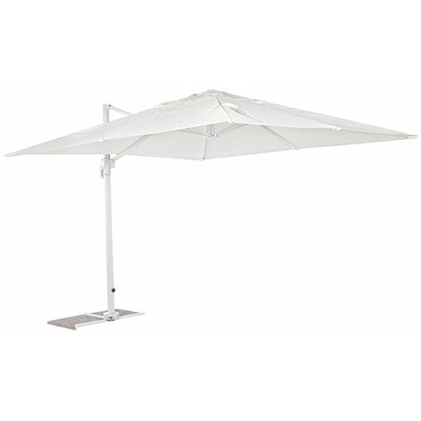 Ombrellone palo laterale "Sunny Bay" in alluminio verniciato da giardino e balcone -3 x 4 Mt / Bianco