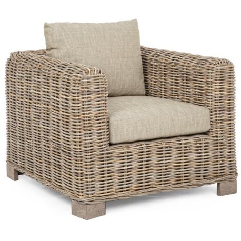 Poltrona "Fortaleza" con struttura in legno di mango e rattan, con braccioli, per esterno (1/5)