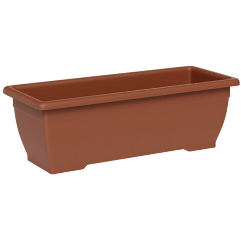 Vaso rettangolare ''Nara" in plastica 100% riciclata per fiori e piante da giardino -100 cmm / Antracite (1/5)