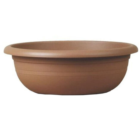 Vaso tondo "Ciotola" in plastica 100% riciclata per piante e fiori da giardino -20 cm / Antracite