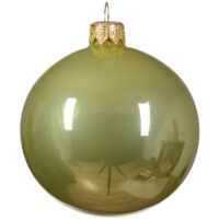 Palline per albero di Natale in vetro decorate color verde pistacchio lucido -6 sfere da 6 cm