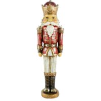 Statuetta Soldatino schiaccianoci decorativo in poliresina con luci per decorazioni natalizie -69 cm / Verde