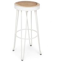 Sgabello bar bianco in legno stile naturale