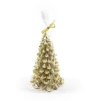 Candela a forma di Albero di Natale, decorazione per interno ed esterno -Ø 11.5 x h 18 cm / Oro