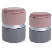 Set due pouf moderni apribili grigio rosa grigio