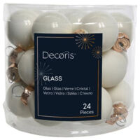 Palline in vetro per albero di natale Bianche decorazione natalizia -24 Palline da Ø 2.5 cm