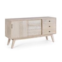Credenza "Indira" con struttura in legno di mango, schienale in mdf, decorazioni fatte a mano -2 Ante - 3 Cassetti