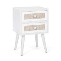 Comodino "Montiel" per camera, struttura in Mdf, Pomelli In Metallo -2 cassetti