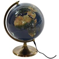 Mappamondo di notte con base in metallo e con luce led per decorazione interno -Ø 31 x 37 cm