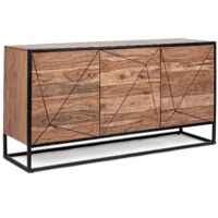 Credenza "Egon" con struttura in legno di acacia e acciaio, schienale in compensato, stile moderno -3 Ante
