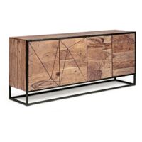 Credenza "Egon" con struttura in legno di acacia e acciaio, schienale in compensato, stile moderno -4 Ante