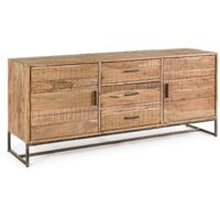 Credenza "Elmer" con struttura in legno di acacia, schienale in compensato, stile moderno -2 Ante - 3 Cassetti (Modello Large)