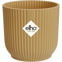 Vaso "Vibes Fold Round" in plastica riciclata, per esterno, stile moderno -Giallo Burro / 9 cm
