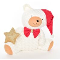 Orso bianco natalizio con stella in tessuto per decorazione natalizia -40 cm
