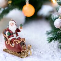 Decorazione natalizia con slitta di Babbo Natale