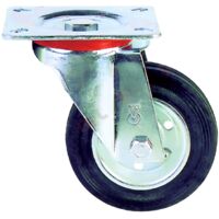 Ruota per carrelli con flange in acciaio zinco-cromato, supporto girevole foro passante -ø mm 80 x 25 port. kg 50