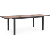 Tavolo "Hilija" struttura in alluminio verniciato a polvere piano effetto legno per arredo casa -Antracite / 160/240 x h 75 cm