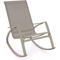 Poltrona a dondolo "Demid" in acciaio e texilene per giardino e veranda -New Bianco