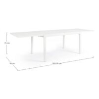 Tavolo allungabile "Pelagius" in alluminio dogato da esterno per giardino e veranda -Bianco / Big / Tavolo