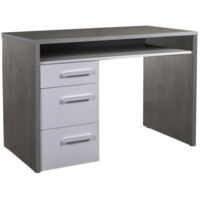 Scrivania con cassetti in legno da ufficio e stanzetta 110 cm postazione porta pc -Cemento