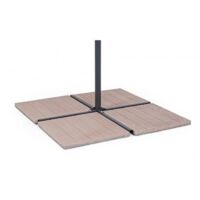 Base in cemento per ombrellone da giardino, marmetta quadrata in ghiaia 50 x 50 cm -Confezione da 4 pezzi / Cemento Betulla